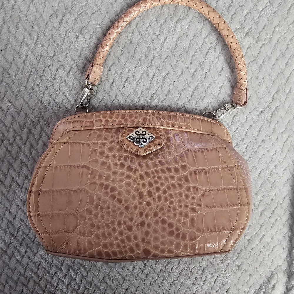 RETIRED BRIGHTON PETAL PINK CROC EMBOSSED HANDBAG NO STRAP - Picture 2 of 9